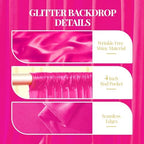 40x10ft Hot Pink Glitter Backdrop Curtain for Parties, Wrinkle Free Satin Photo Backdrop Drapes 8 Panels 5x10FT, alternate