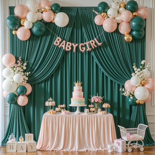 40x10ft Hunter Green Backdrop Curtains for Wedding Parties Wrinkle Free Photo Backdrop Drapes for Photography, alternate view