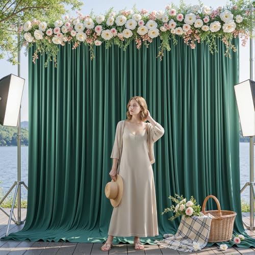 40x10ft Hunter Green Backdrop Curtains for Wedding Parties Wrinkle Free Photo Backdrop Drapes for Photography, alternate view