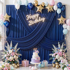 40x10FT Navy Blue Backdrop Curtains for Parties, 8 Panels Wrinkle-Free Photo Backdrop Drapes, Thickened