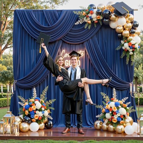 40x10FT Navy Blue Backdrop Curtains for Parties, 8 Panels Wrinkle-Free Photo Backdrop Drapes, Thickened, alternate view 3