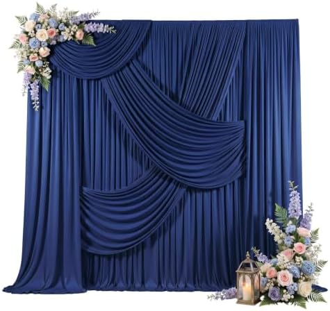 40x10FT Navy Blue Backdrop Curtains for Parties, Wrinkle-Free Photo Backdrop Drapes, Background Fabric Drapes
