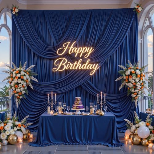 40x10FT Navy Blue Backdrop Curtains for Parties, Wrinkle-Free Photo Backdrop Drapes, Background Fabric Drapes, alternate view