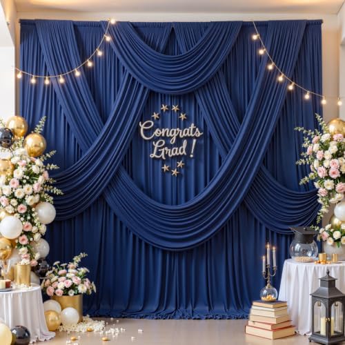 40x10FT Navy Blue Backdrop Curtains for Parties, Wrinkle-Free Photo Backdrop Drapes, Background Fabric Drapes, alternate view