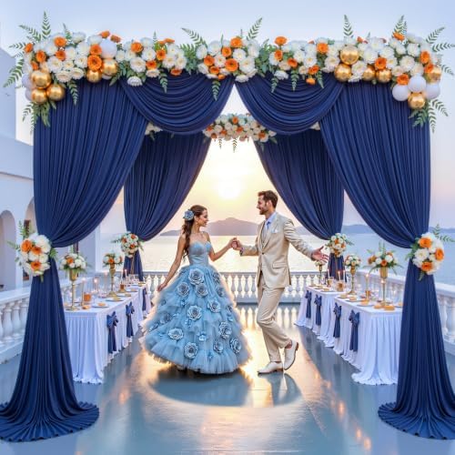 40x10FT Navy Blue Backdrop Curtains for Parties, Wrinkle-Free Photo Backdrop Drapes, Background Fabric Drapes, alternate view