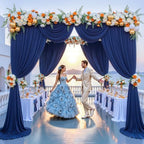 40x10FT Navy Blue Backdrop Curtains for Parties, Wrinkle-Free Photo Backdrop Drapes, Background Fabric Drapes, alternate view