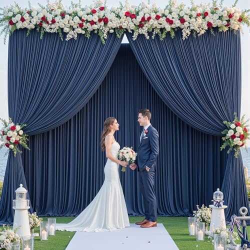 40x10ft Navy Blue Backdrop Curtains for Wedding Parties Wrinkle Free Photo Backdrop Drapes for Photography, alternate view 3