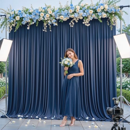 40x10ft Navy Blue Backdrop Curtains for Wedding Parties Wrinkle Free Photo Backdrop Drapes for Photography, alternate view 6