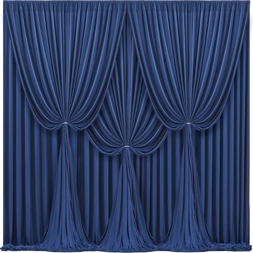 40x10FT Navy Blue Backdrop Curtains for Wedding Parties, Wrinkle Free Polyester Photography Backdrop Drapes for