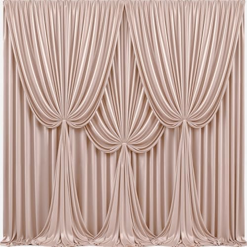 40x10FT Nude Backdrop Curtains for Wedding Parties, Wrinkle Free Polyester Photography Backdrop Drapes for Baby