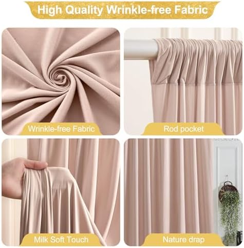 40x10FT Nude Backdrop Curtains for Wedding Parties, Wrinkle Free Polyester Photography Backdrop Drapes for Baby, alternate