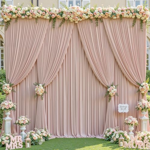 40x10FT Nude Backdrop Curtains for Wedding Parties, Wrinkle Free Polyester Photography Backdrop Drapes for Baby, alternate