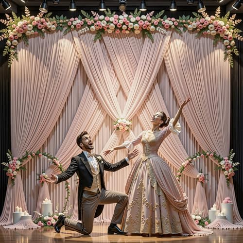 40x10FT Nude Backdrop Curtains for Wedding Parties, Wrinkle Free Polyester Photography Backdrop Drapes for Baby, alternate