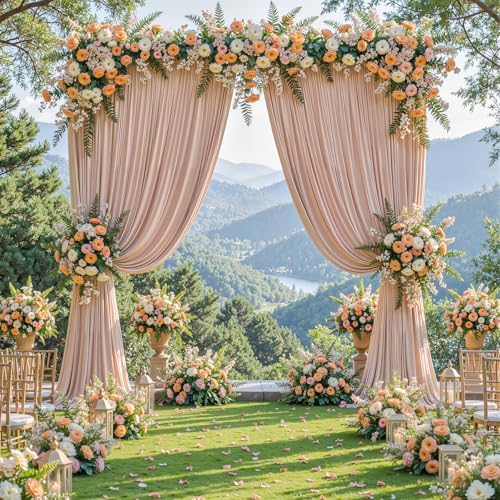 40x10FT Nude Backdrop Curtains for Wedding Parties, Wrinkle Free Polyester Photography Backdrop Drapes for Baby, alternate