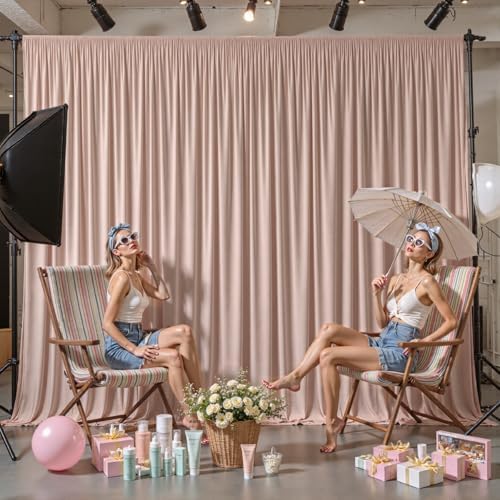 40x10FT Nude Backdrop Curtains for Wedding Parties, Wrinkle Free Polyester Photography Backdrop Drapes for Baby, alternate