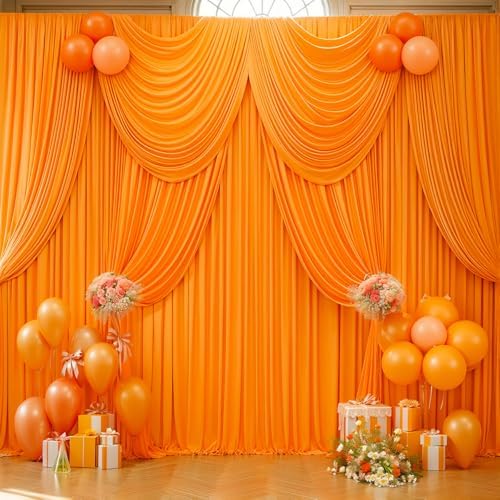 40x10ft Orange Backdrop Curtain Panels for Parties - Wrinkle Free Polyester Photo Curtain Backdrop Wedding Back, alternate