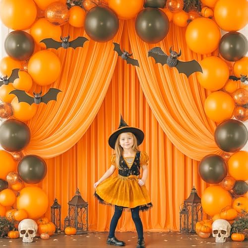 40x10ft Orange Backdrop Curtain Panels for Parties - Wrinkle Free Polyester Photo Curtain Backdrop Wedding Back, alternate