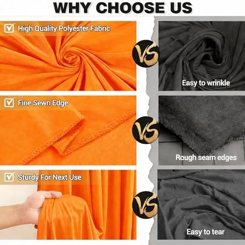40x10ft Orange Backdrop Curtain Panels for Parties - Wrinkle Free Polyester Photo Curtain Backdrop Wedding Back, alternate