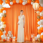40x10FT Orange Backdrop Curtains for Wedding Parties, Wrinkle Free Polyester Photography Backdrop Drapes for, alternate view