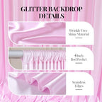 40x10ft Pink Glitter Backdrop Curtain for Parties, Wrinkle Free Satin Photo Backdrop Drapes 8 Panels 5x10FT, alternate view 4