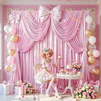 40x10ft Pink Glitter Backdrop Curtain for Parties, Wrinkle Free Satin Photo Backdrop Drapes 8 Panels 5x10FT, alternate view 5
