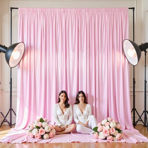 40x10ft Pink Glitter Backdrop Curtain for Parties, Wrinkle Free Satin Photo Backdrop Drapes 8 Panels 5x10FT, alternate view 7