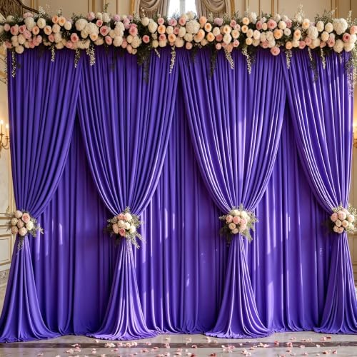 40x10ft Purple Backdrop Curtain Panels for Parties - Wrinkle Free Polyester Photo Curtain Backdrop Wedding Back