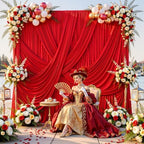 40x10FT Red Backdrop Curtains for Parties, 8 Panels Wrinkle-Free Photo Backdrop Drapes, Thickened Background, alternate view