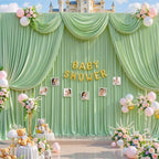 40x10ft Sage Green Backdrop Curtain for Parties Wrinkle Free Fabric Backdrop Curtain Birthday Party Photo