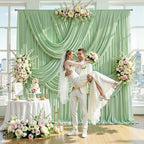 40x10FT Sage Green Backdrop Curtains for Parties, 8 Panels Wrinkle-Free Photo Backdrop Drapes, Thickened, alternate view 3