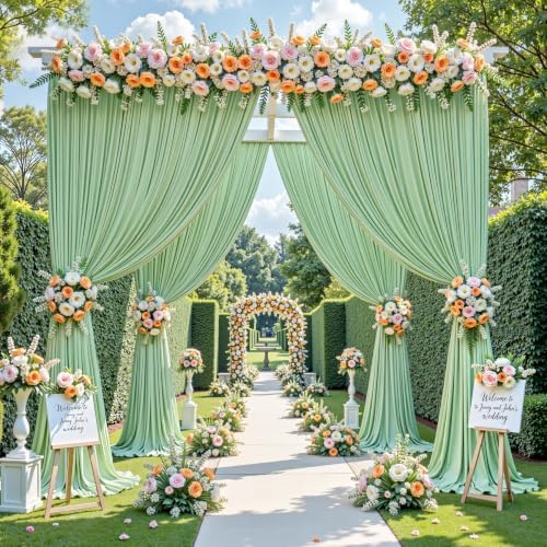 40x10FT Sage Green Backdrop Curtains for Parties, Wrinkle-Free Photo Backdrop Drapes, Background Fabric Drapes, alternate