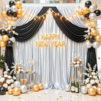 40x10ft Silver Glitter Backdrop Curtain for Parties, Wrinkle Free Satin Photo Backdrop Drapes 8 Panels 5x10FT, alternate view