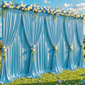 40x10ft Sky Blue Glitter Backdrop Curtain for Parties, Wrinkle Free Satin Photo Backdrop Drapes 8 Panels 5x10FT