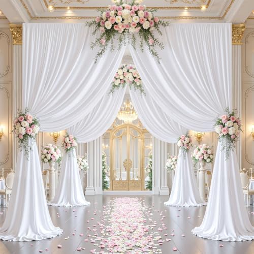 40x10ft White Backdrop Curtain Panels for Parties - Wrinkle Free Polyester Photo Curtain Backdrop Wedding Back, alternate
