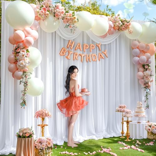 40x10ft White Backdrop Curtain Panels for Parties - Wrinkle Free Polyester Photo Curtain Backdrop Wedding Back, alternate