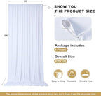 40x10ft White Backdrop Curtains for Parties, 8 Panels 5x10ft Wrinkle-Free Polyester Background Curtains for, alternate view 3