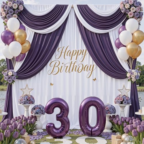 40x10ft White Backdrop Curtains for Parties, 8 Panels 5x10ft Wrinkle-Free Polyester Background Curtains for, alternate view 6