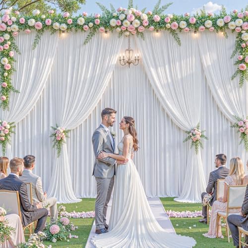 40x10ft White Backdrop Curtains for Parties Wrinkle Free Fabric Backdrop Curtain Wedding Photo Drapes Backdrop, alternate