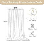 40x10ft White Backdrop Curtains for Parties Wrinkle Free Fabric Backdrop Curtain Wedding Photo Drapes Backdrop, alternate