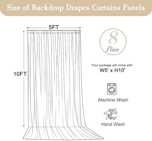 40x10ft White Backdrop Curtains for Parties Wrinkle Free Fabric Backdrop Curtain Wedding Photo Drapes Backdrop, alternate