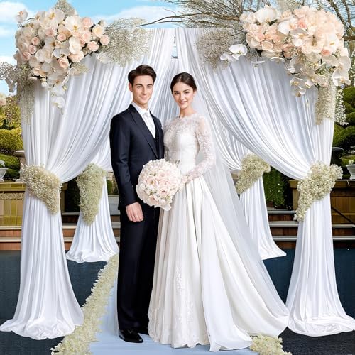40x10ft White Backdrop Curtains for Wedding Parties Wrinkle Free Photo Backdrop Drapes for Photography Birthday, alternate