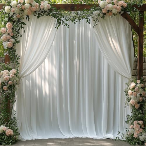 40x10FT White Backdrop Curtains for Wedding Parties, Wrinkle Free Photo Backdrop Curtains for Wedding Birthday