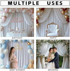 40x10FT White Backdrop Curtains for Wedding Parties, Wrinkle Free Photo Backdrop Curtains for Wedding Birthday, alternate