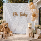 40x10FT White Backdrop Curtains, Polyester Back Drop for Parties in 40x10FT, alternate view 2