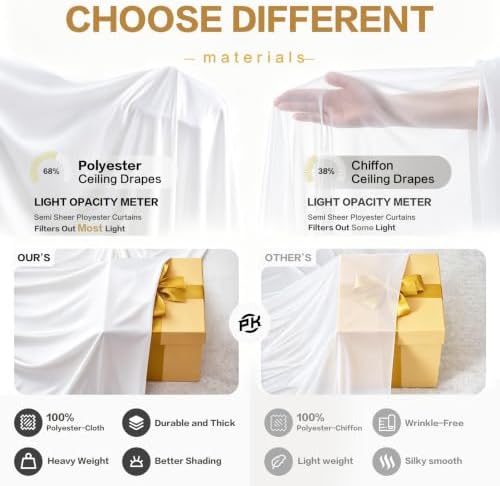 40x10FT White Backdrop Curtains, Polyester Back Drop for Parties in 40x10FT, alternate view 5