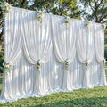 40x10ft White Glitter Backdrop Curtain for Parties, Wrinkle Free Satin Photo Backdrop Drapes 8 Panels 5x10FT