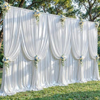 40x10ft White Glitter Backdrop Curtain for Parties, Wrinkle Free Satin Photo Backdrop Drapes 8 Panels 5x10FT