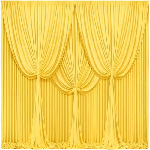 40x10FT Yellow Backdrop Curtains for Wedding Parties, Wrinkle Free Polyester Photography Backdrop Drapes for