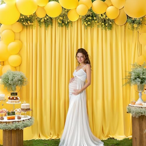 40x10FT Yellow Backdrop Curtains for Wedding Parties, Wrinkle Free Polyester Photography Backdrop Drapes for, alternate view