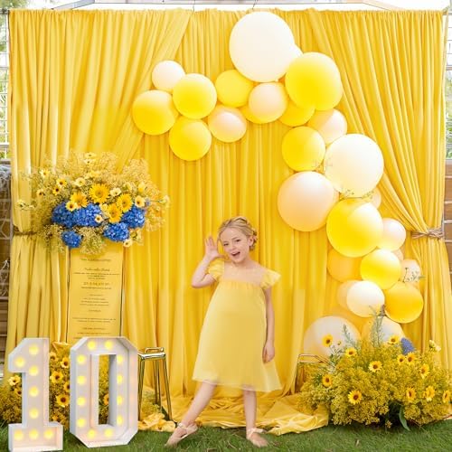 40x10FT Yellow Backdrop Curtains for Wedding Parties, Wrinkle Free Polyester Photography Backdrop Drapes for, alternate view